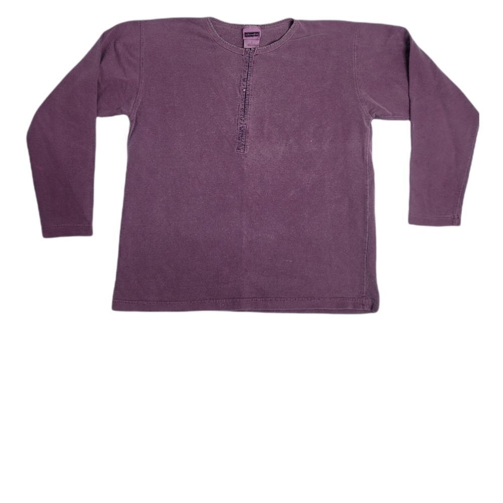 VINTAGE 90s top faded maroon‎ long sleeve boxy hook and eye M